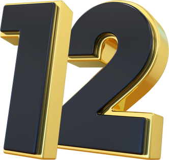 Number 12 Black Gold 3D
